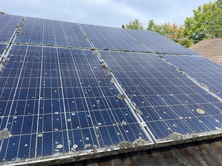 Dirty solar panels before cleaning in South East Melbourne