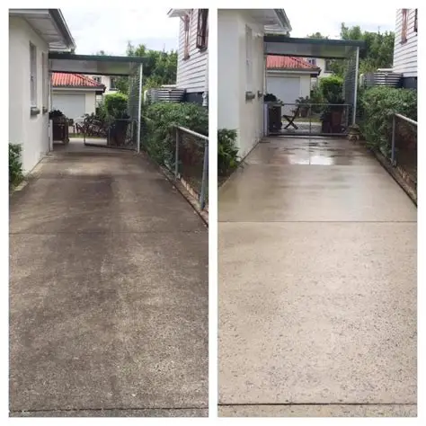 Before and after driveway pressure washing in South East Melbourne